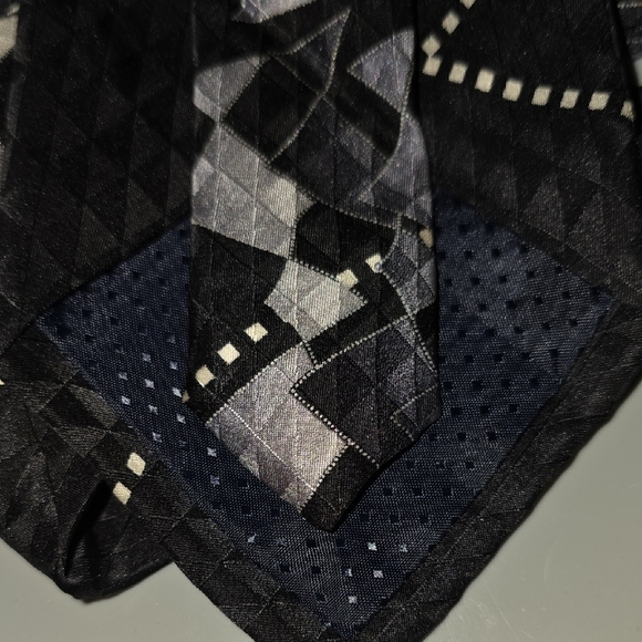 (J28) Alberto Zerra Black and Gray Men's Tie - Picture 3 of 4